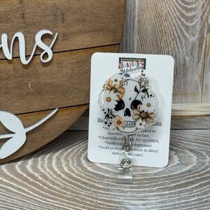 Floral Skull Badge Reel